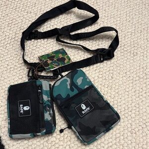 A Bathing Ape Bape Woodland Camo Olive Drab Green Black Multi Belt Bag